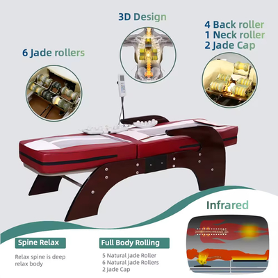 Thermal Therapy Jade Roller Massager Table Electric Automatic Heating Stone Chiropractic Medical Spa Infrared Massage Bed