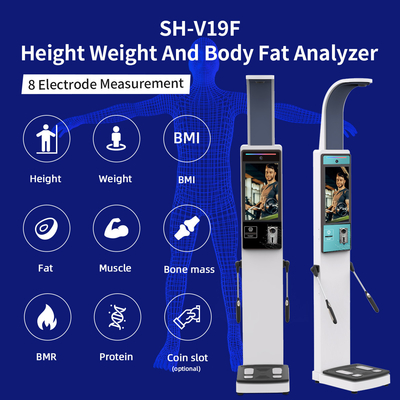 Professional 8 Electrodes Body Composition Fat Analyzer Height Weight Scale with Printer