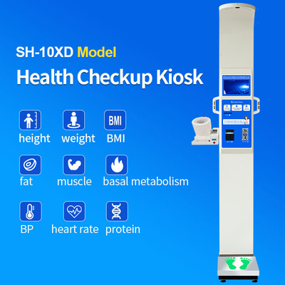 Multifunction Ultrasonic Health Checking Kiosk Human Height Weight BMI Balance Scale Body Fat Analyzer