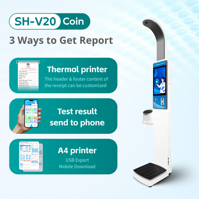 19-inch Advertising Screen Multi Functions Coin Operated Body Checking Machine Self Serviced Health Checkup Kiosk