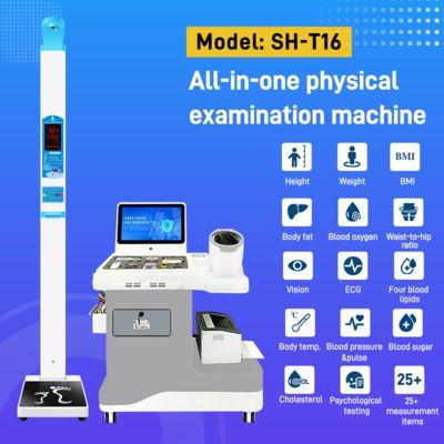 Kiosque de santé médicale, Station de contrôle corporel complet en libre-service à guichet unique avec fonctionnalités de télémédecine, kiosque de pression artérielle en acier