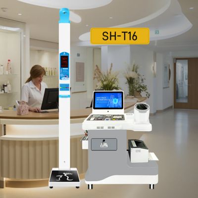 Borne de santé interactive avec balances fournissant des machines d'évaluation de santé personnalisables